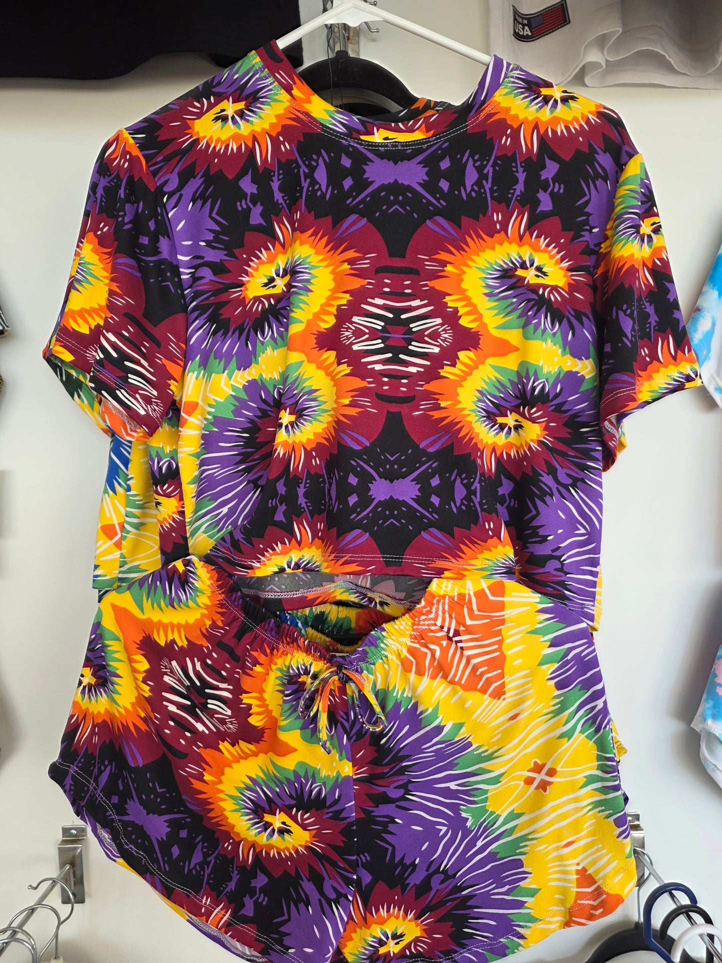 vibrant Tie-Dye Lounge Set (Top + Shorts)