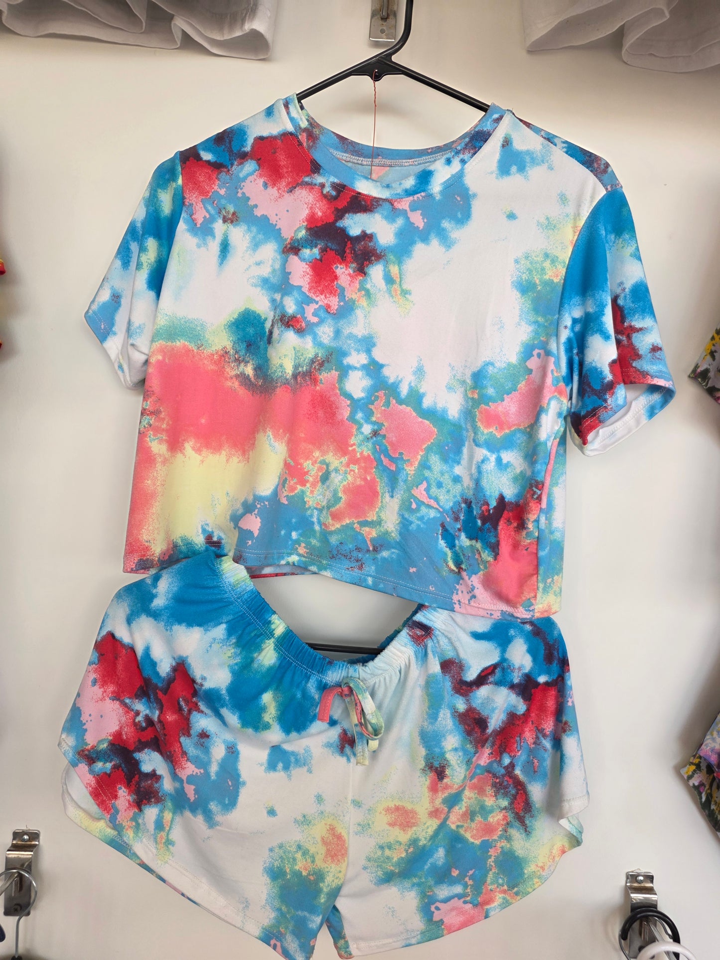 vibrant Tie-Dye Lounge Set (Top + Shorts)