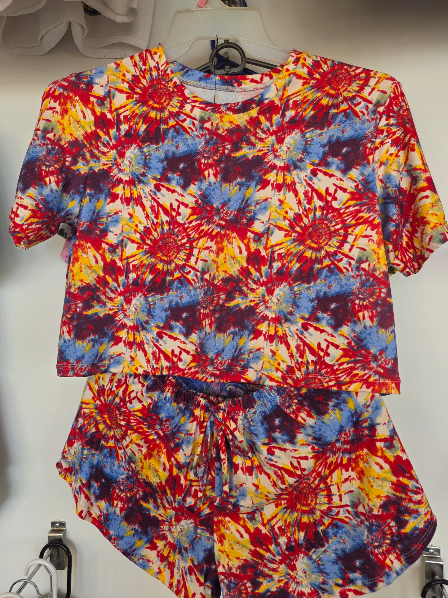 vibrant Tie-Dye Lounge Set (Top + Shorts)